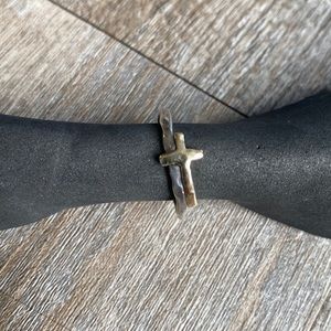 Silpada Gold Plated Cross with Hammered Sterling Sliver Size 8